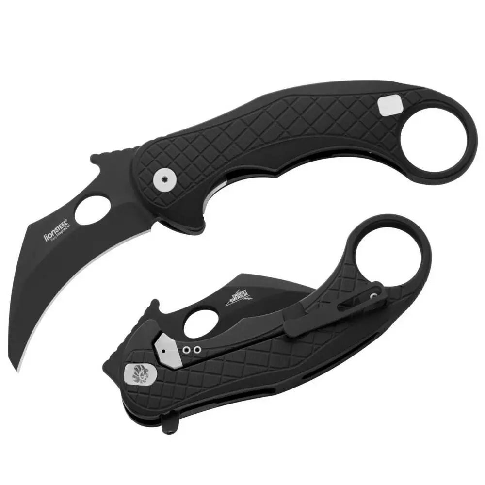 LionSteel KARAMBIT להב MAGNACUT שחור ידית אלומיניום שחורה LE1 A BB