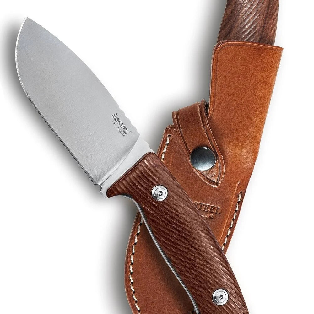 LionSteel M3 - סכין קבועה עם ידית מעץ סנטוס ונרתיק עור M3 ST