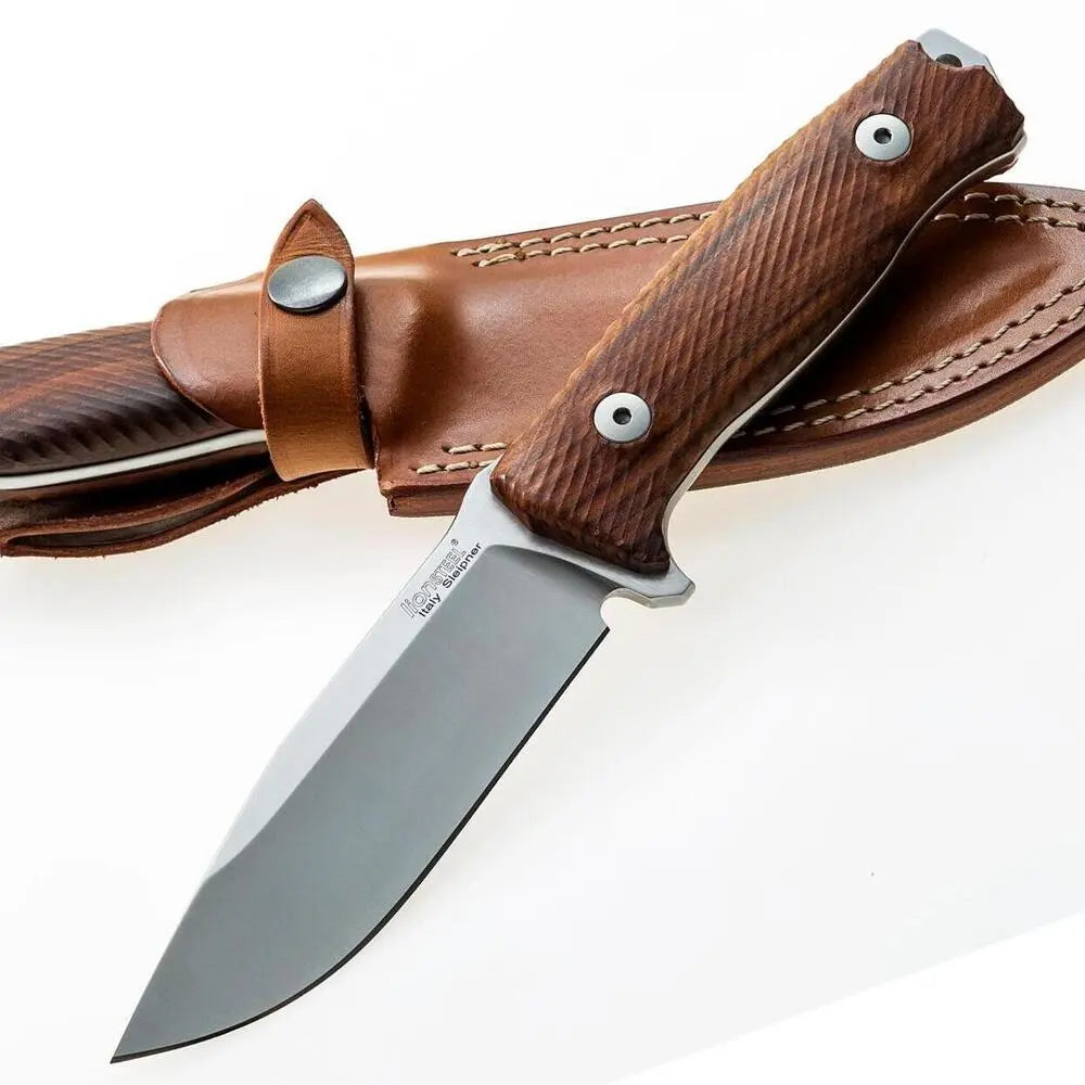 LionSteel M5 - FIXED BLADE SATIN SANTOS WOOD HANDLE LEATHER SHEATH M5 ST