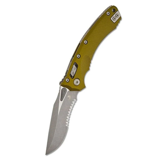 Microtech Amphibian® - RAM-LOK™ S/E Fluted OD Green Apocalyptic® Partial Serrated 137RL-11APFLOD