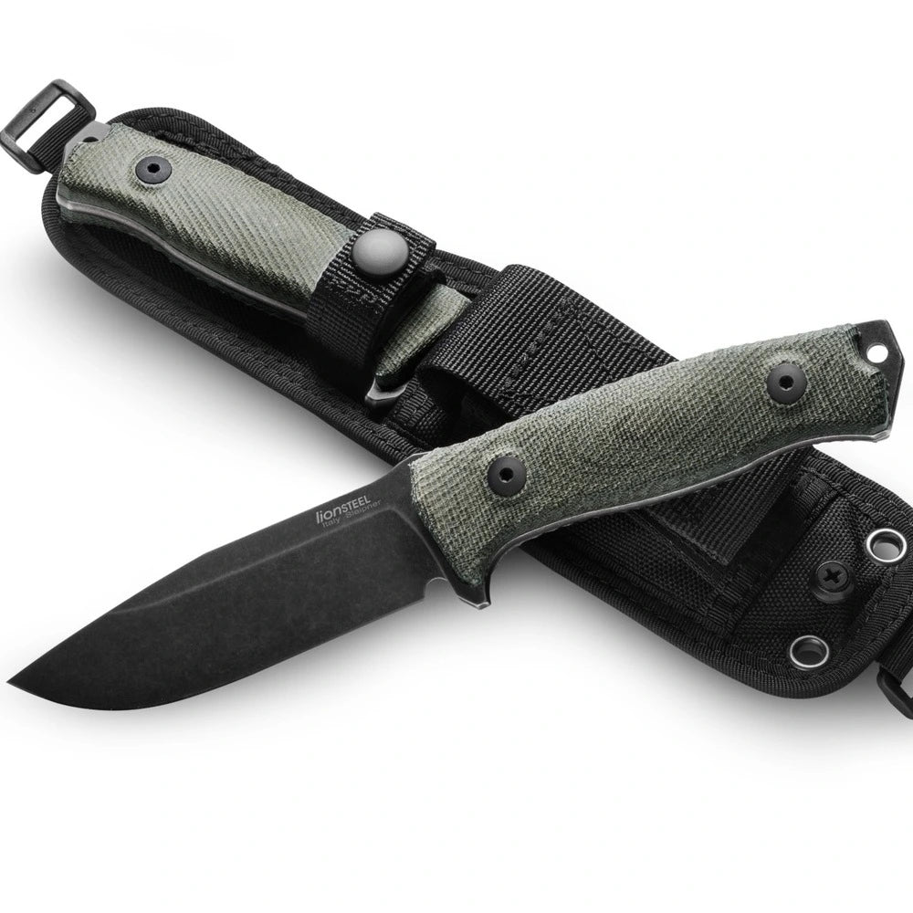 LionSteel M5 - FIXED BLADE GREEN CANVAS HANDLE CORDURA SHEATH M5B CVG