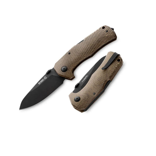 LionSteel TM1 - סכין מתקפלת, להב שחור, ידית בד ירוקה TM1B CVG