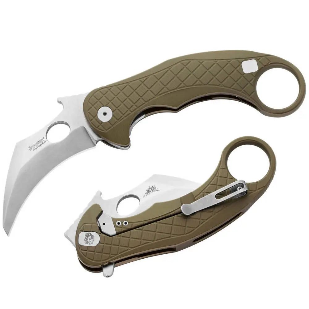 LionSteel KARAMBIT STONEWASHED MAGNACUT להב ידית אלומיניום ירוקה LE1 A GS