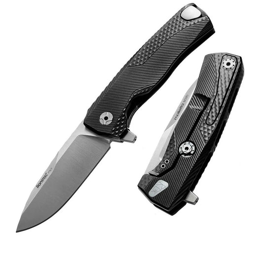 LionSteel ROK - סכין מתקפלת M390 להב סאטן, ידית אלומיניום שחורה ROK A BS