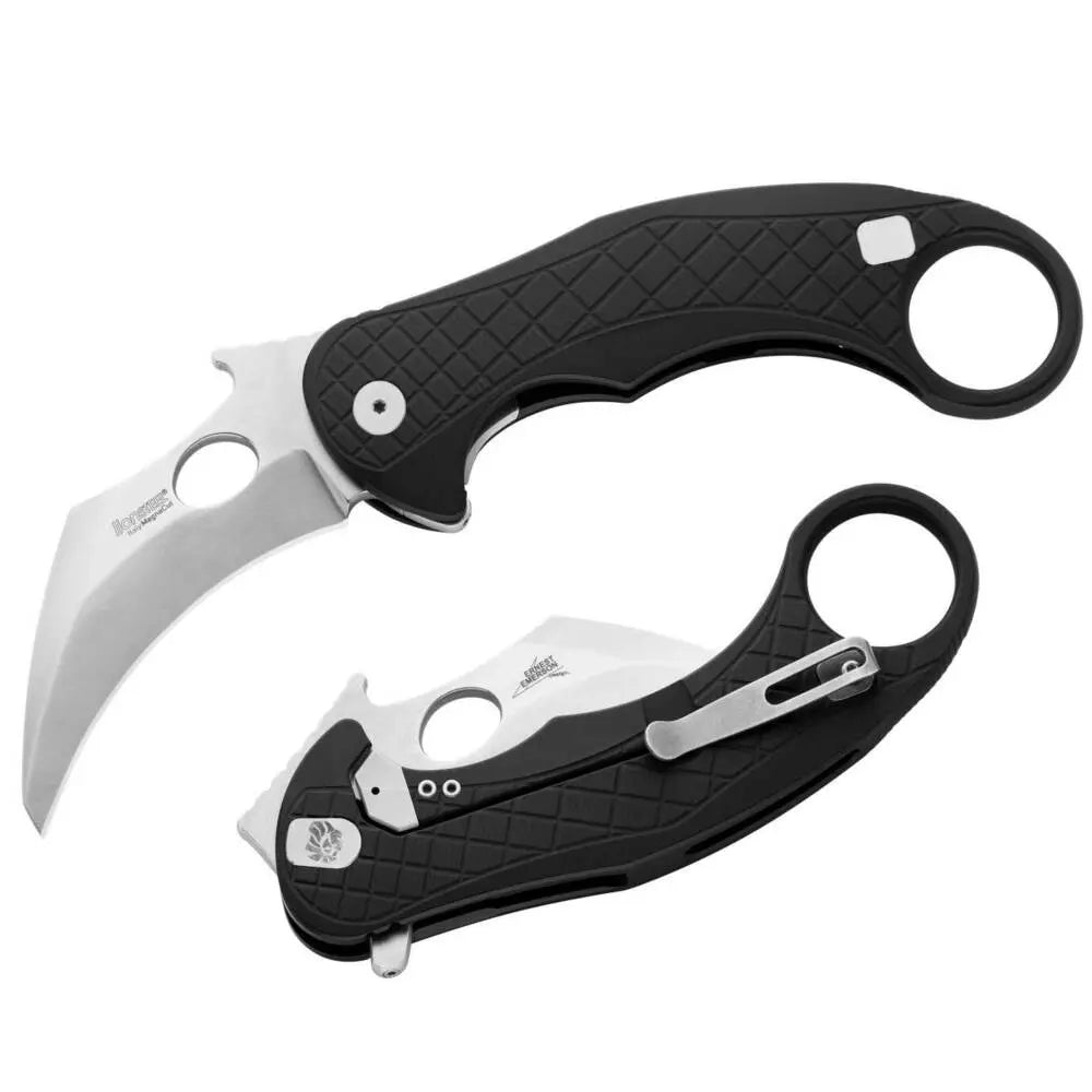 LionSteel קארמביט שטוף אבן להב מגנאקאט ידית אלומיניום שחורה LE1 A BS