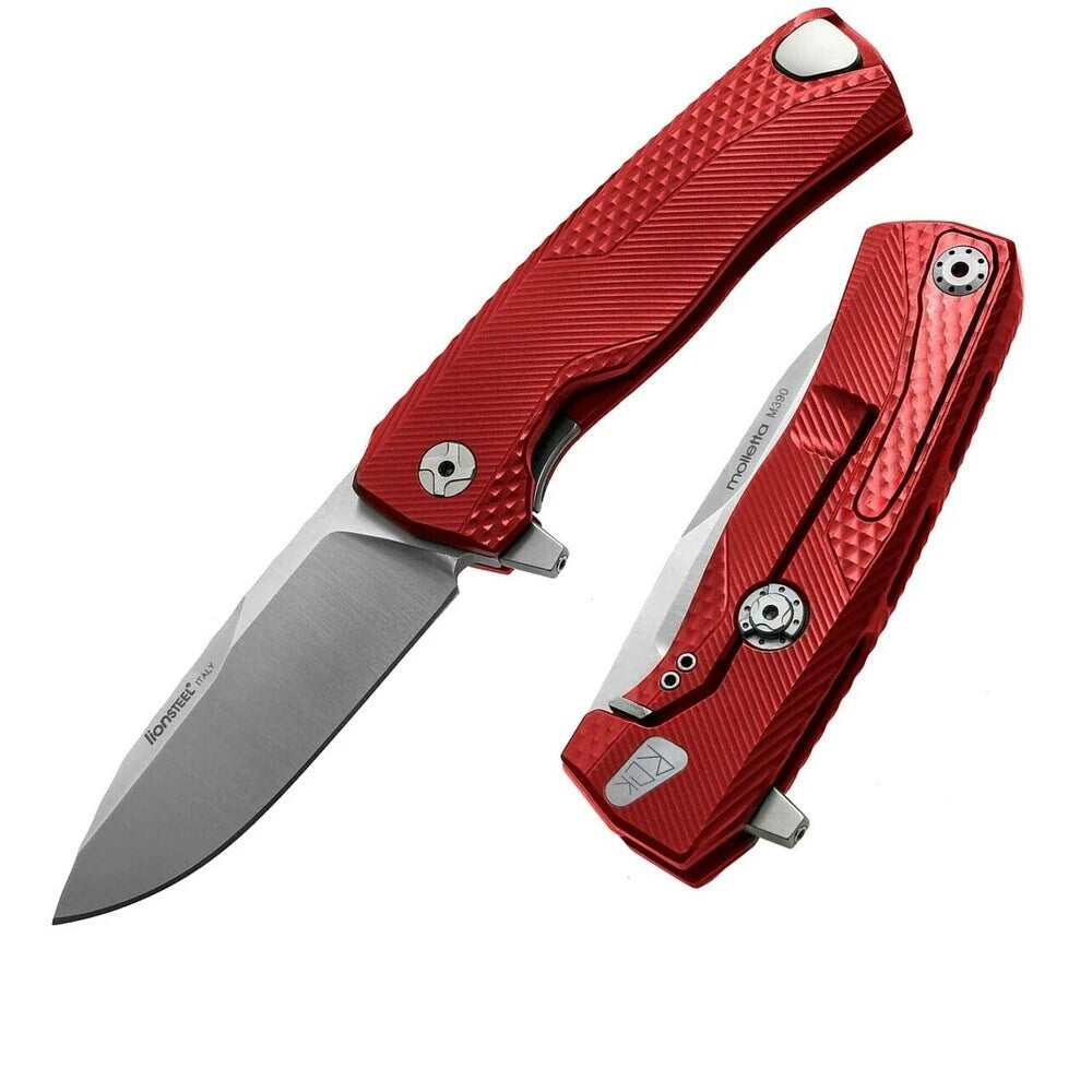 LionSteel ROK - FOLDING KNIFE M390 SATIN BLADE, ALUMINUM RED HANDLE ROK A RS