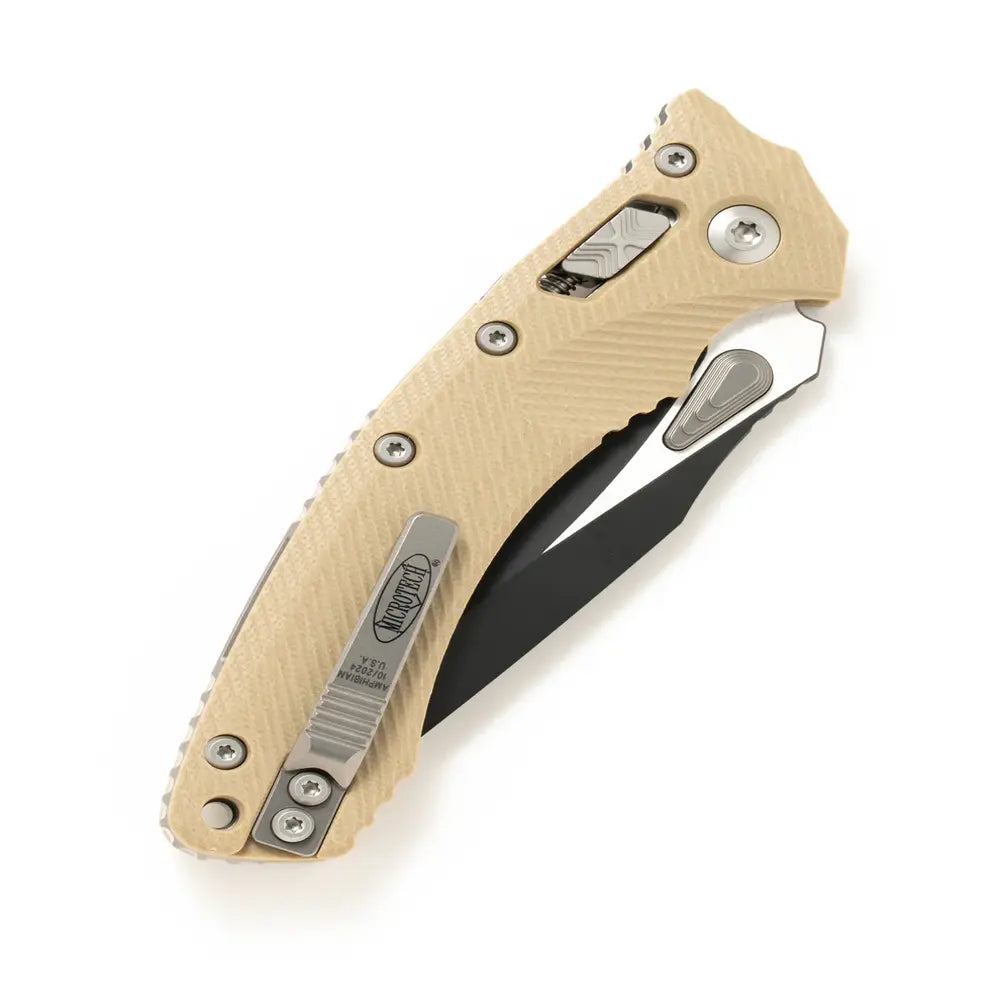 Microtech AMPHIBIAN RAM-LOK BLACK P/S G-10 TAN 137RL-2FLGTTA