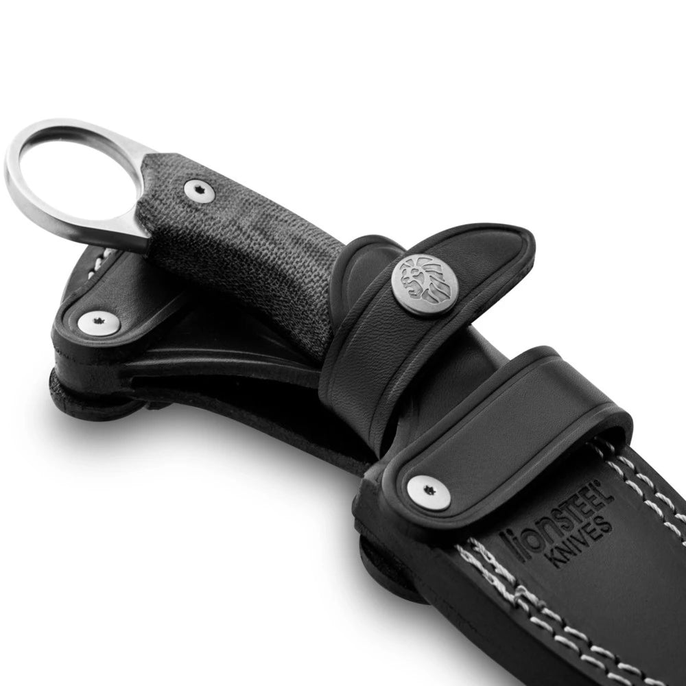 LionSteel H1 - להב קבוע M390 שטוף אבן, ידית G10 שחורה H1 GBK