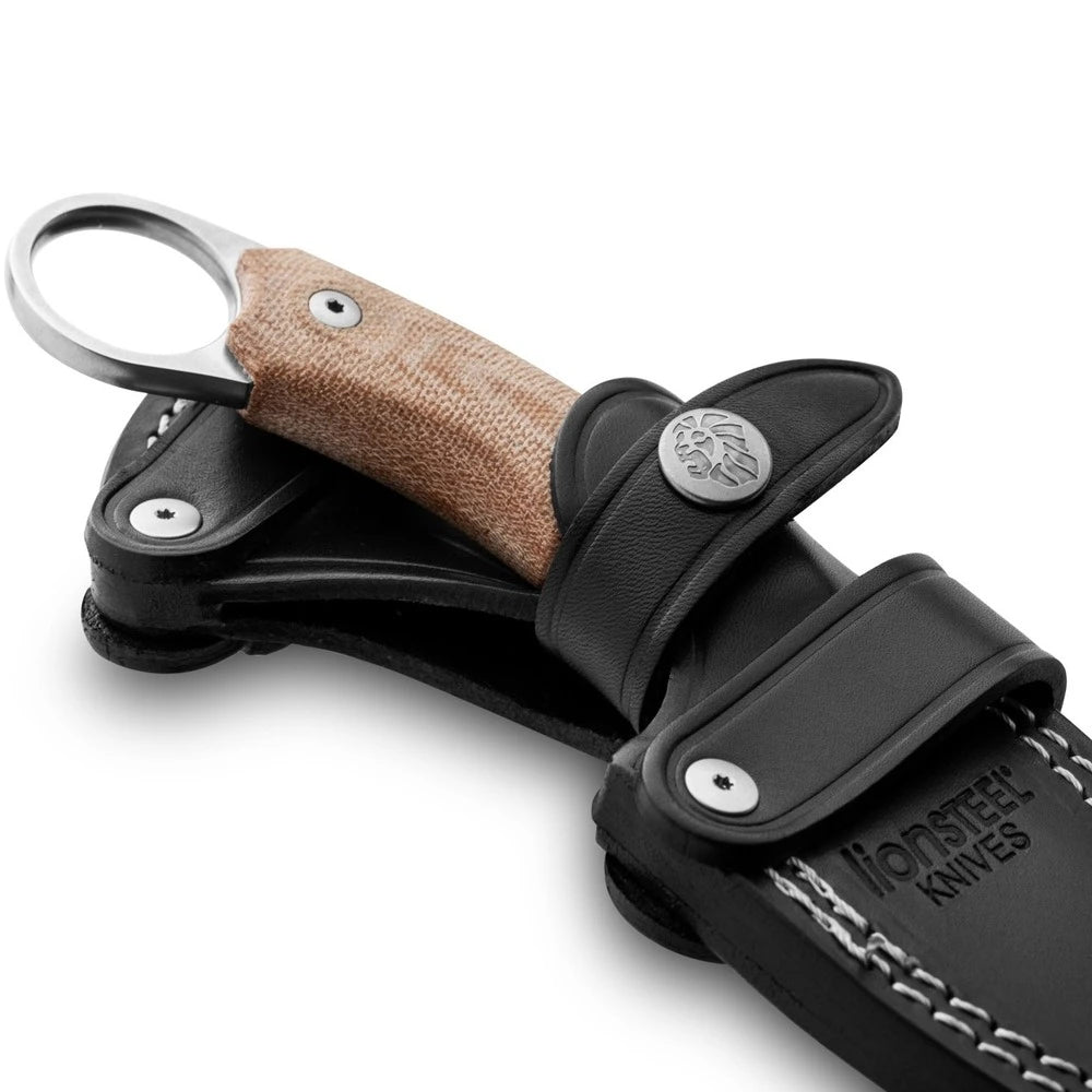 LionSteel H2 - להב קבוע M390 עם ציפוי אבן, ידית קנבס טבעית H2 CVN