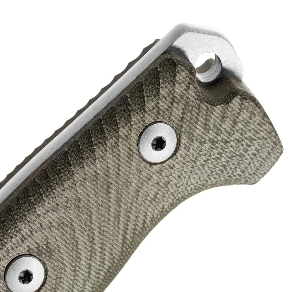 LionSteel M7 - סכין קבועה עם להב סאטן, ידית ירוקה מבד קנבס, נרתיק KYDEX CORDURA M7 CVG