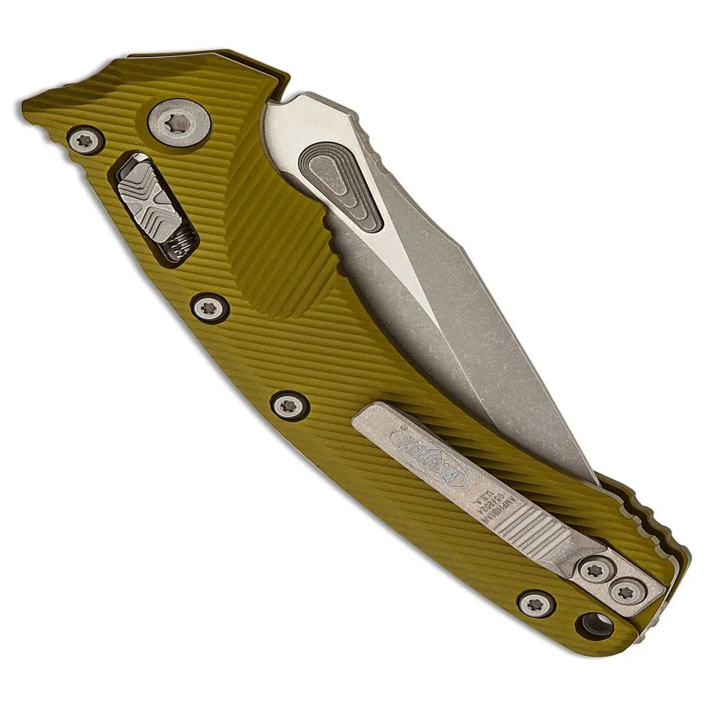 Microtech Amphibian® - RAM-LOK™ S/E Fluted OD Green Apocalyptic® Partial Serrated 137RL-11APFLOD