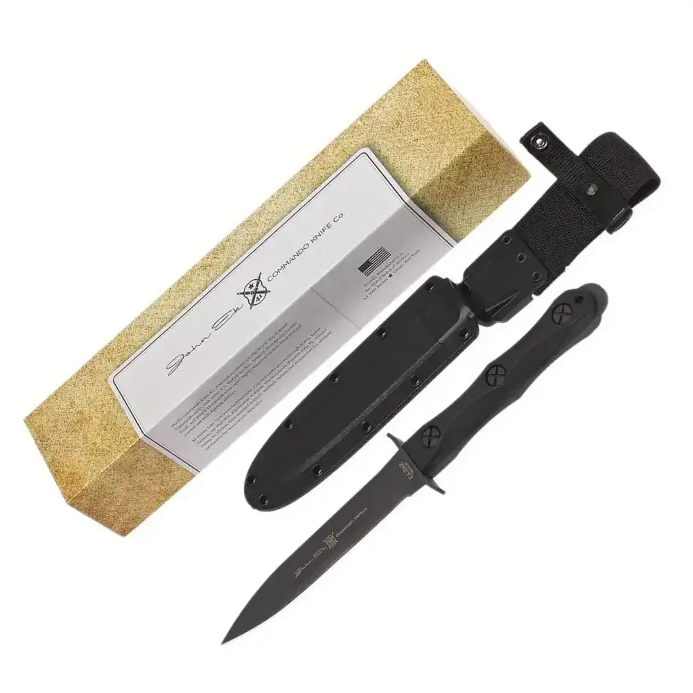 KA-BAR EK44 Ek Model 4 – סכין קומנדו קבועה עם להב דו צדדי בצבע שחור