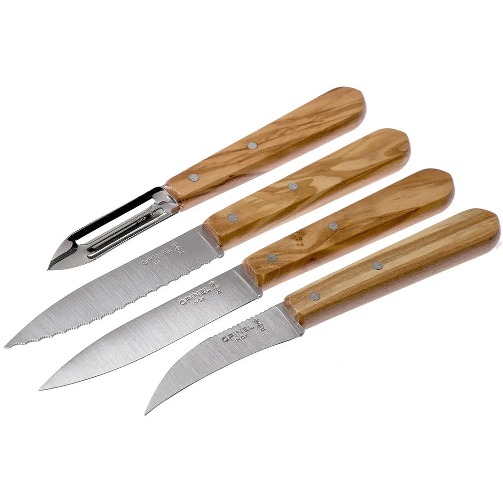Opinel Essential Kitchen Knife Set Olivewood Handle