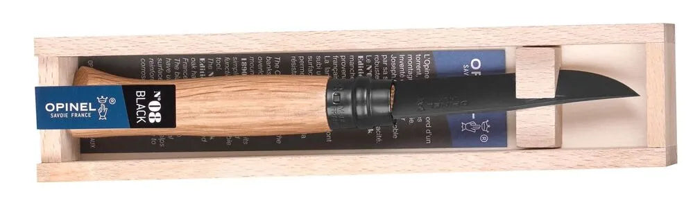 Opinel 08 Black Oak Folding Knife  אופינל 8 מושחר ידית מעץ אלון