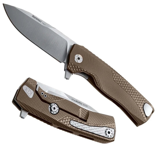 LionSteel ROK - FOLDING KNIFE M390 SATIN BLADE, BRONZE TITANIUM HANDLE   ROK B