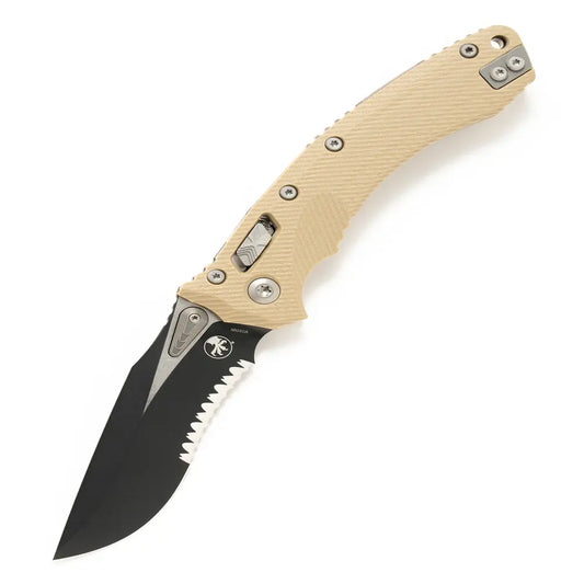 Microtech AMPHIBIAN RAM-LOK BLACK P/S G-10 TAN 137RL-2FLGTTA