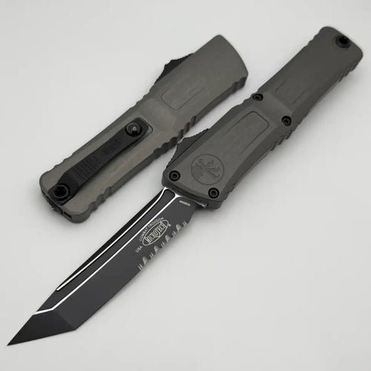 Microtech Combat Troodon Gen III Black Partial Serrated Tanto w/ Natural Clear Handle  1144-2NC
