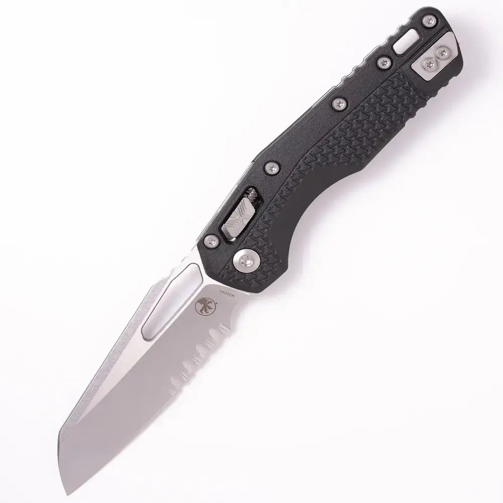 Microtech MSI® S/E Tri-Grip Injection Molded Black Stonewash Part Serr (210T-11PMBK)