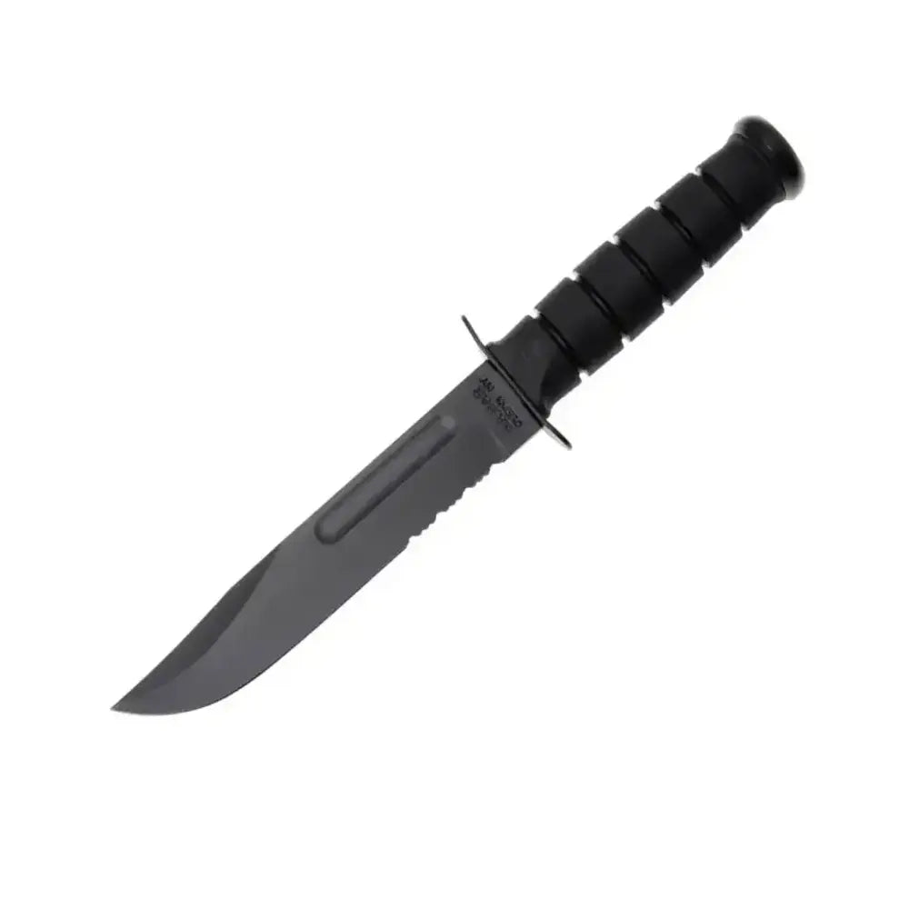 KA-BAR 1214 USMC Serrated Fighting Knife – סכין קומנדו קבועה עם להב חצי משונן בצבע שחור