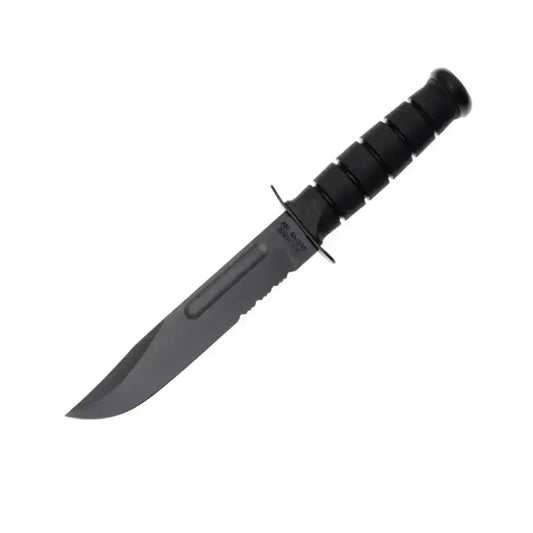 KA-BAR 1214 USMC Serrated Fighting Knife – סכין קומנדו קבועה עם להב חצי משונן בצבע שחור
