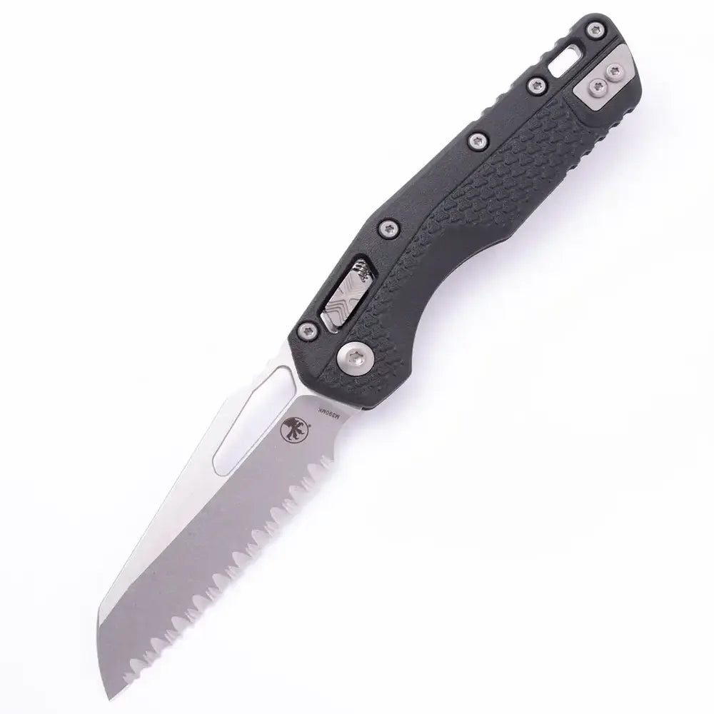 Microtech MSI® S/E Tri-Grip Injection Molded Black Stonewash Full Serr (210T-12PMBK)