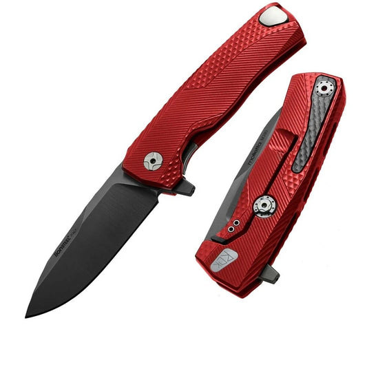 LionSteel ROK - FOLDING KNIFE M390 BLACK BLADE, ALUMINUM RED HANDLE  ROK A RB