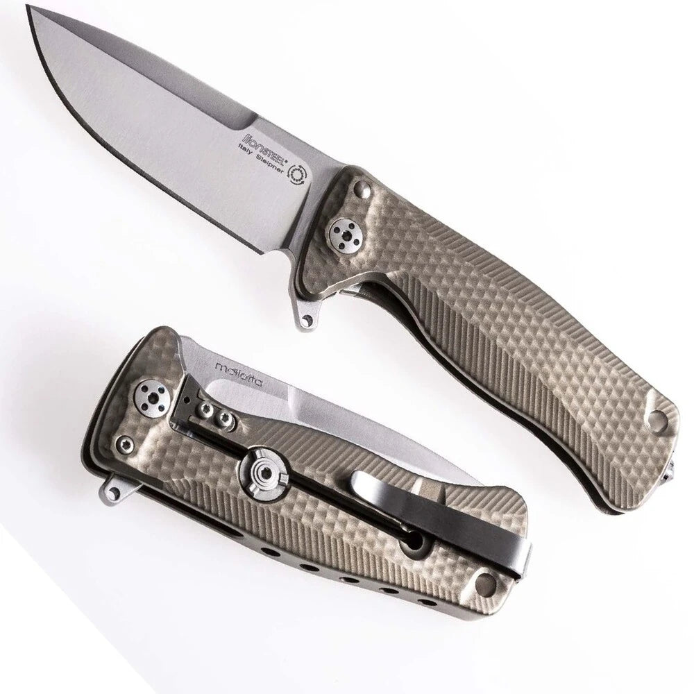 LionSteel  SR22 - MINI FOLDING KNIFE, SATIN BLADE, TITANIUM BRONZE HANDLE   SR22 B