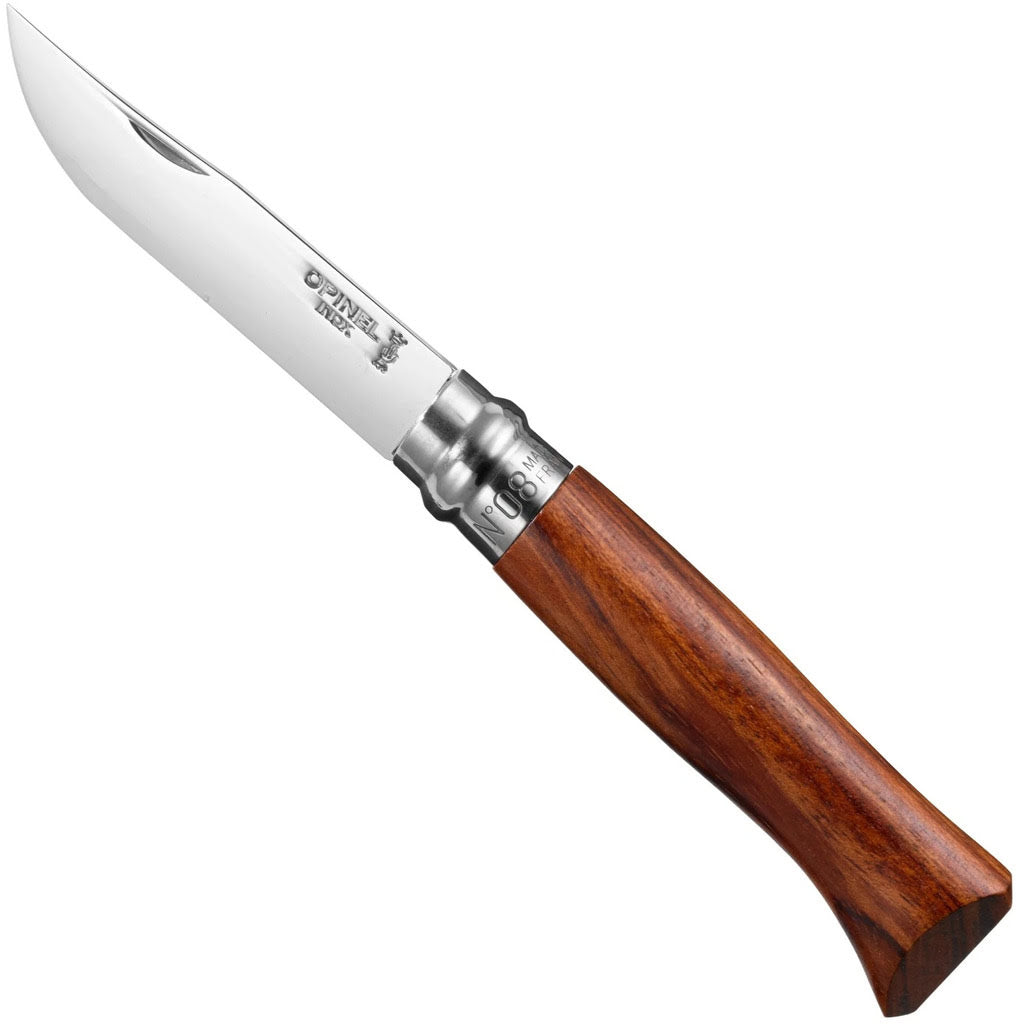 Opinel N°8 Polished Stainless Steel Pocket Knife Padouk Handle