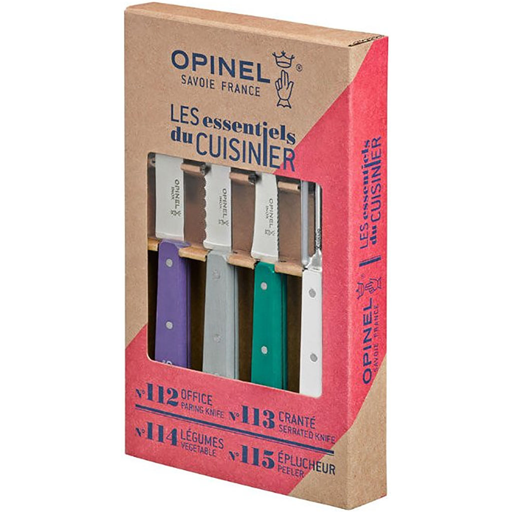 Набор кухонных ножей Essential в стиле ар-деко с цветной ручкой из тонированного березового дерева
