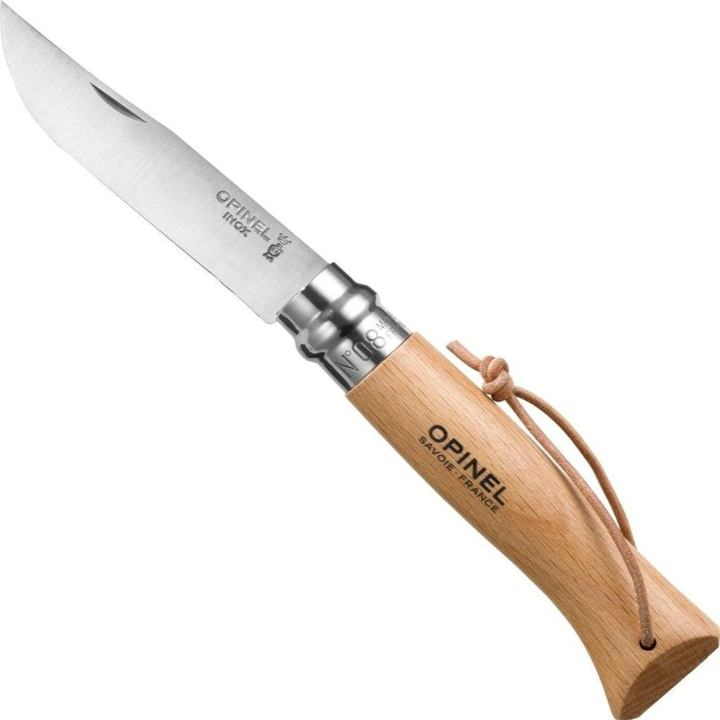 Opinel N°08 Stainless Steel with Lanyard Folding Knife